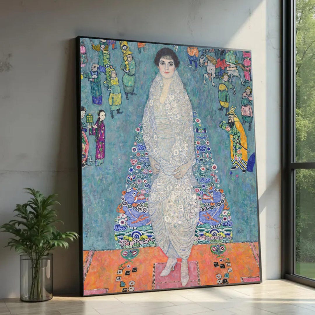 Woman in White Dress Gustav Klimt Canvas Print, Vintage Style Wall Art ...