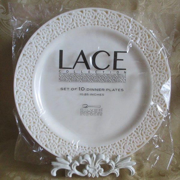 Plastic Dinner Plates - Lace Collection - Off  White - NIP - Showers - Receptions - Tea Time
