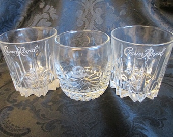 Crown Royal Whiskey Glasses - Heavy Base Barware Trio - 3 Glasses