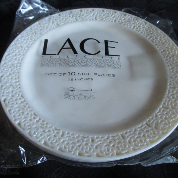 Plastic Salad Plates - Lace Collection - Off  White - NIP - Showers - Receptions - Tea Time