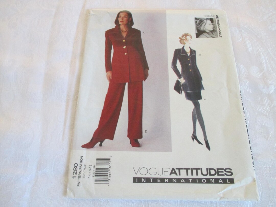 Pattern 1280 Vogue Attitudes Pattern 1280 - Misses - Jacket, Skirt & Pants - 3 Sizes ...