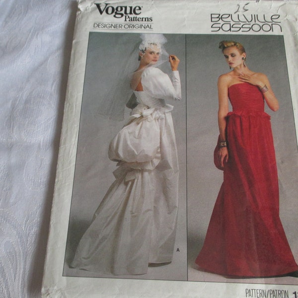 Vogue Vintage Pattern 1801 - Bellville Sassoon Original Designer Misses Floor Length Dress - size 6