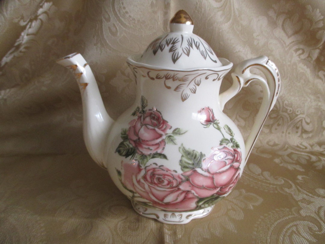 Vintage Style Floral Ceramic 4 Cup Tea Pot & Lid Etsy