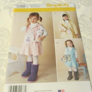 Simplicity Pattern 1288 - Toddlers Fleece Dress or Jumper and Stuffed Animals -  5 sizes