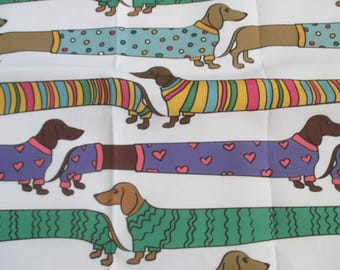 Dachshund Multi Color Polyester Large Fabric Cut