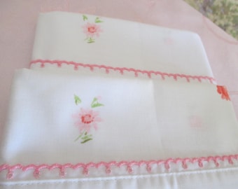 Vintage Pink Floral Standard Pillow Cases - Set of 2