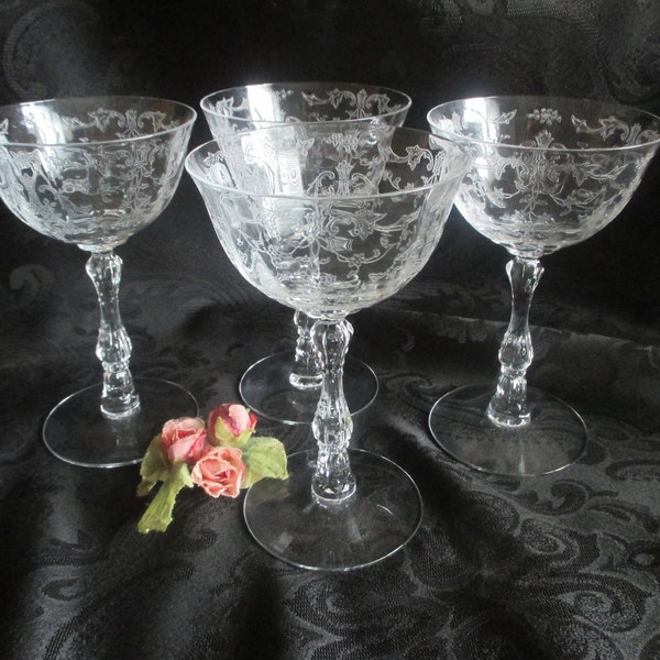 Fostoria "Navarre" Clear Champagne Glasses - set of 4