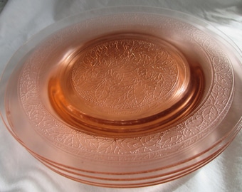 Vintage Leaf Pink Luncheon Salad Dessert Plates by MacBeth Evans- set of 4