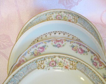 Vintage Mismatched Floral Bread & Butter Plates - set of 4