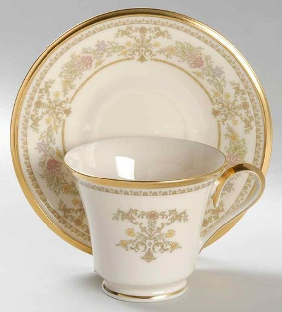 Lenox Castle Garden Footed Cup & Saucers - Set of 4 - Etsy