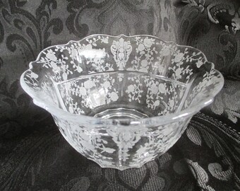 Cambridge Glass - Rose Point - Divided Mayonnaise - Bowl Only