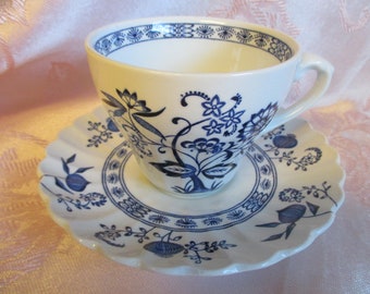 J & G Meakin - Blue Nordic - Flat Cup and Saucer Set