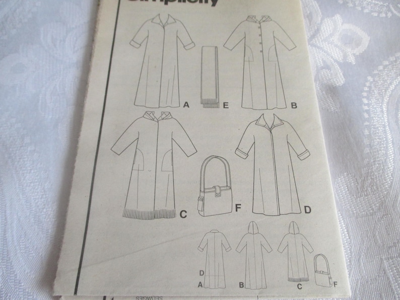 Simplicity Pattern 9478 Misses Coat Scarf and Bag - 2 Large Sizes - Etsy