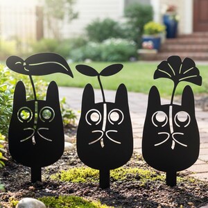 Fantasy Creature Garden Stake,Metal Anime Yard Art,Cute Character Plant Stake,Whimsical Outdoor Garden Decor,Metal Fantasy Garden Pot Stake