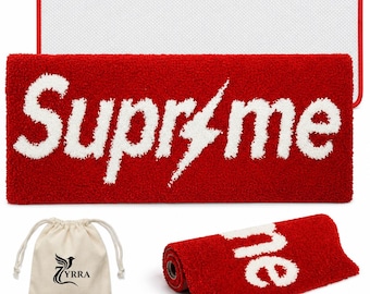 ZYRRA Supreme Rug for Cool Gaming Room Decor Fluffy  Wall Decor for Streetwear and Hypebeast Room Decor Non Slip & Non Shedding Bedroom Rug