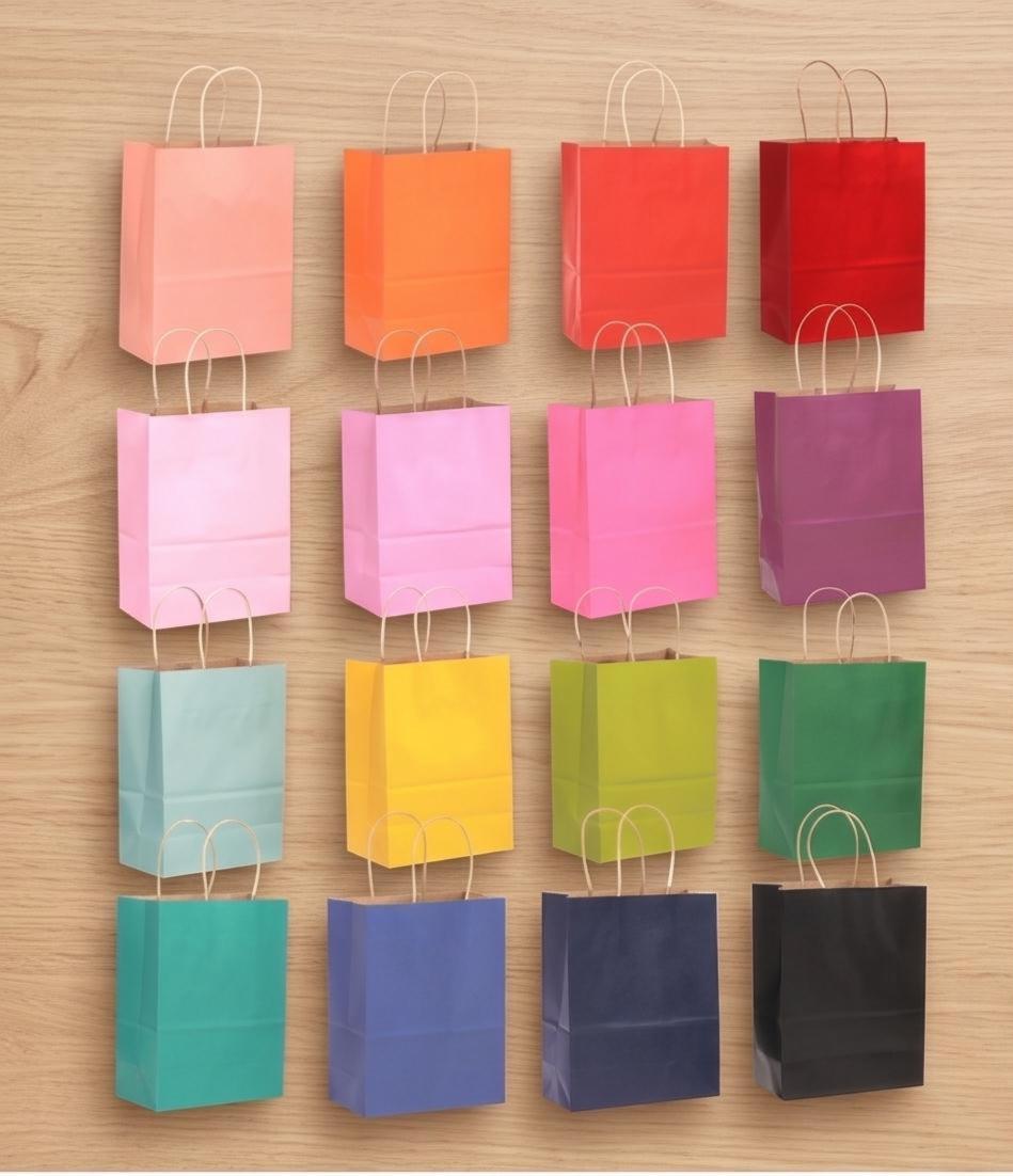 Color Presents Bag Stack 32-pack Assorted Color Paper Gift Bags With Handles | Medium Bulk Party ...