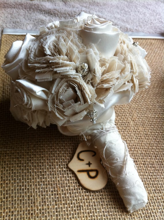 Items similar to Bride & Bridesmaid Fabric And Satin Bouquets on Etsy