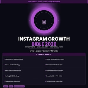 Instagram Growth Bible 2026 — Algoritm + Reels Mastery + Monetisering + 30-dagarsplan PDF