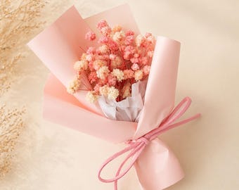 Mini ramo de paniculata seca rosa, decoración romántica para bodas, símbolo del amor eterno.