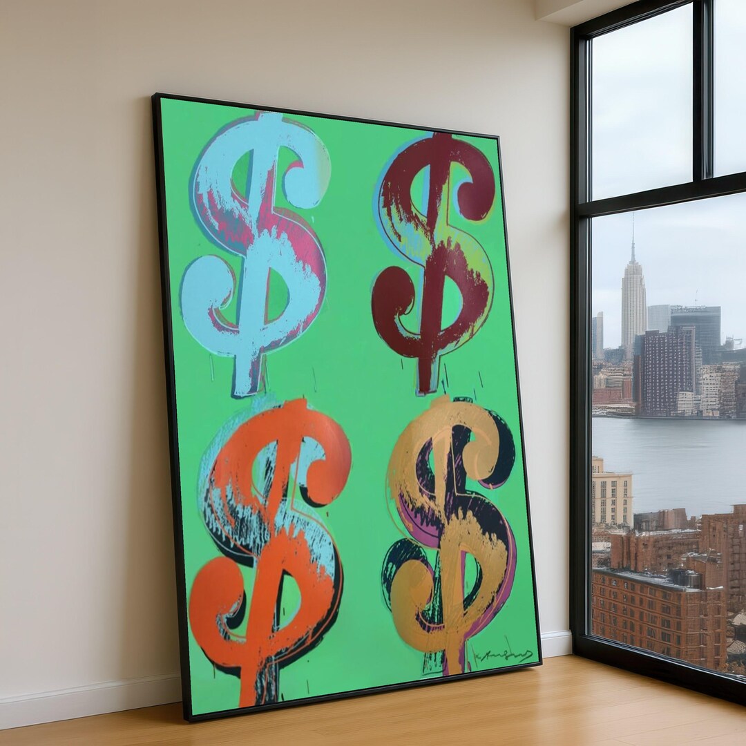 Andy Warhol Inspired Dollar Sign Canvas, Vibrant Pop Art Wall Decor ...