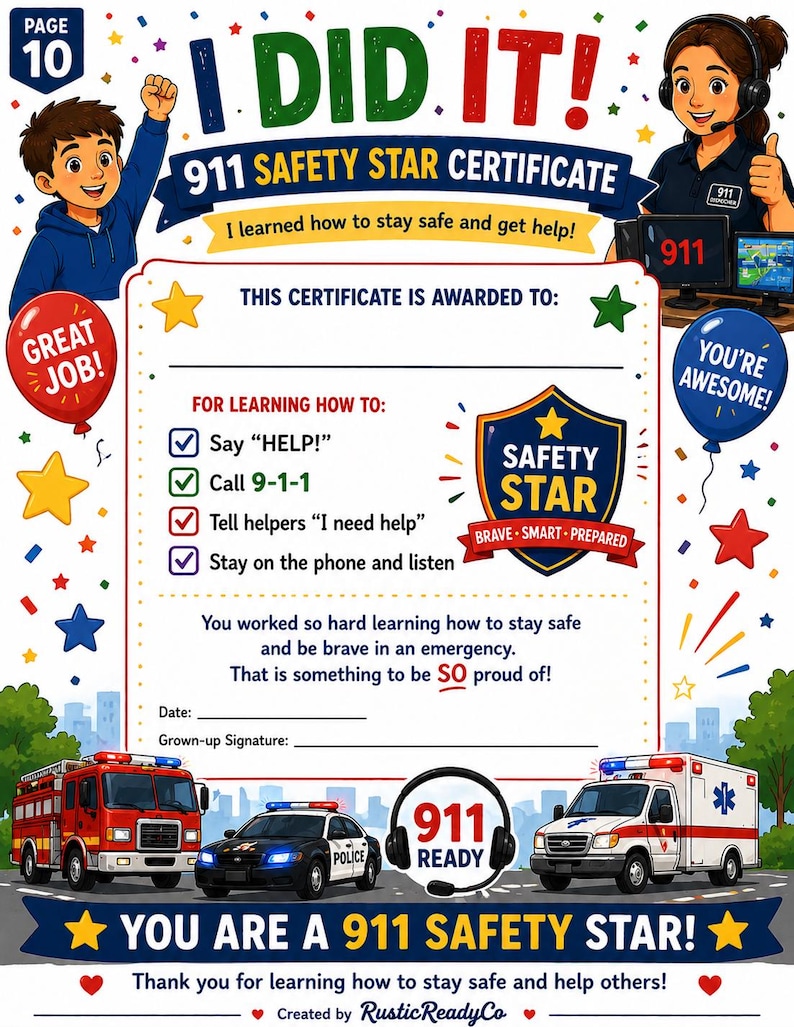 911 Safety for Kids Printable Pack | Emergency Learning Activities (PDF ...