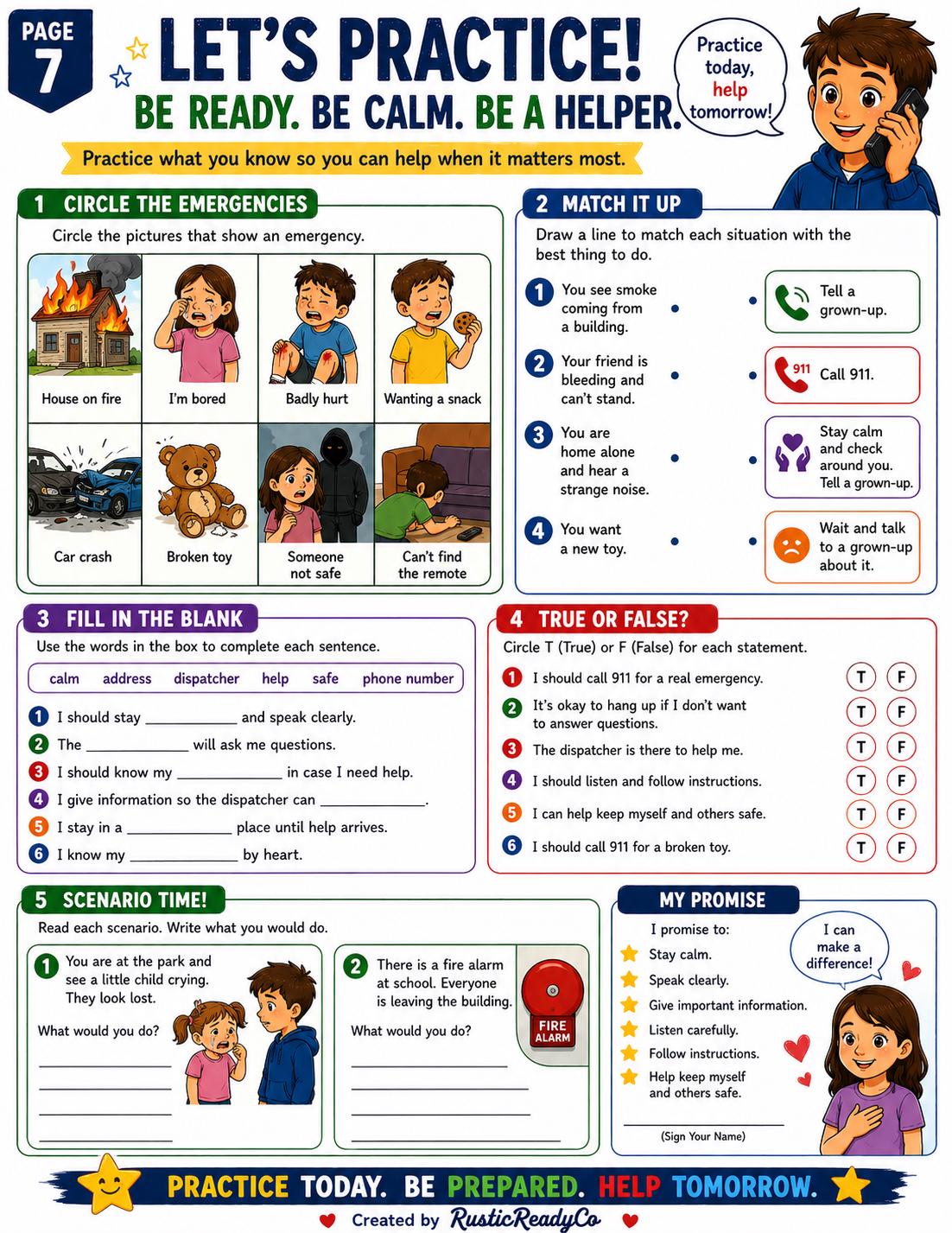 911 Safety for Kids Printable Pack | Emergency Learning Activities (PDF ...