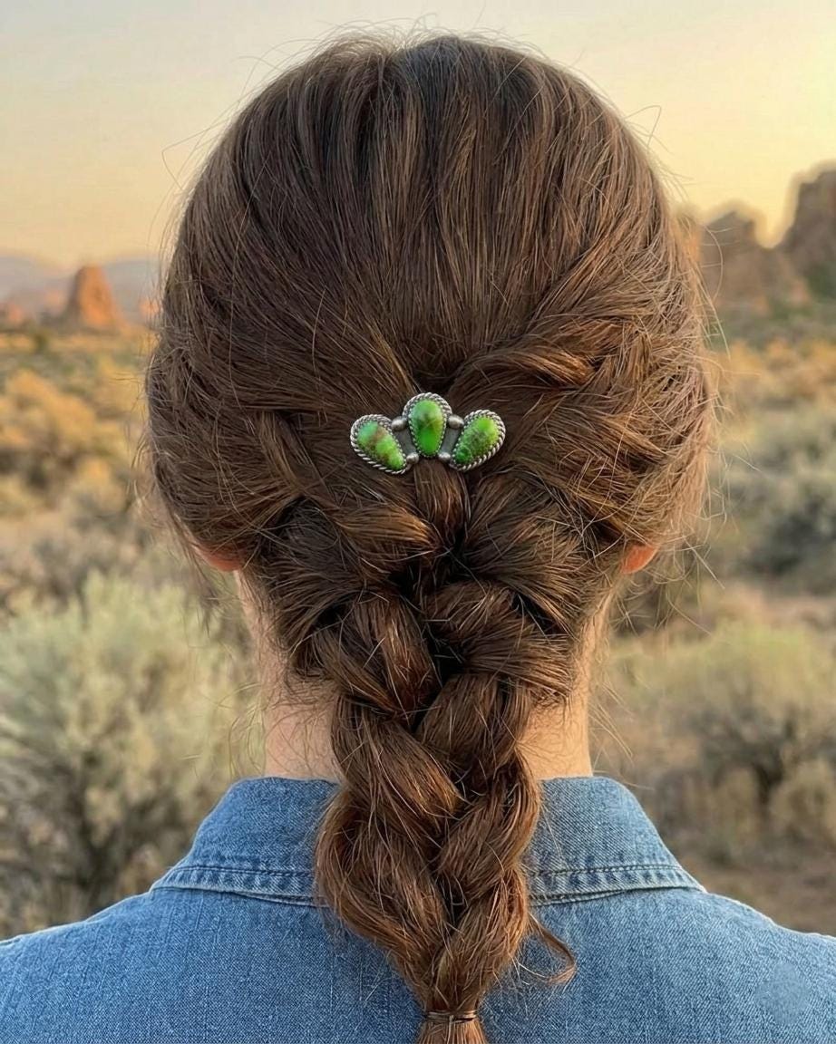 Hair Fork Silver and Green - Etsy display picture 2