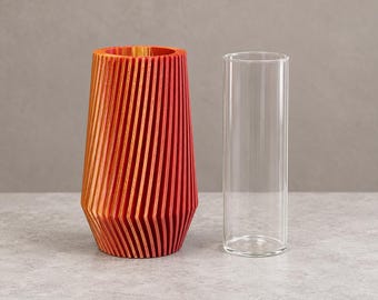 Chameleon vase “Veelix” with color change in Red Mango