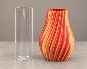 Chameleon vase “Shiny” with color change in Red Mango