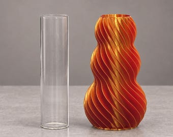 Chameleon vase “Twisted Dream” with color change in Red Mango
