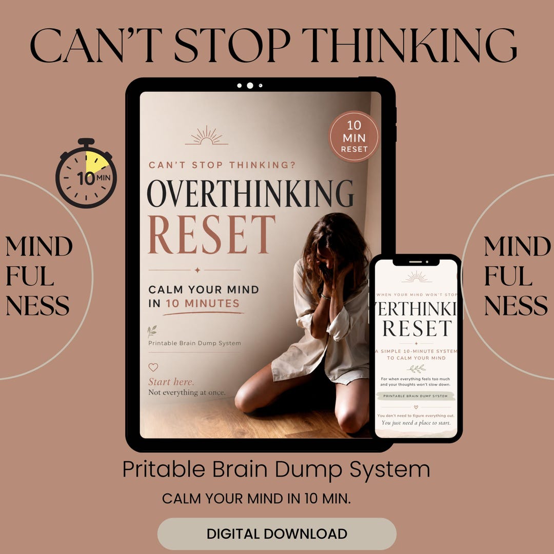 Brain Dump Worksheet for Overthinking | Anxiety Relief Printable | Calm ...