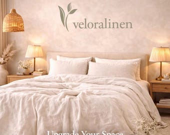 Luxury Linen Duvet Cover Set Soft Breathable Bedding Minimalist Neutral Bedroom Decor Organic Fabric Cozy Modern Queen King Size