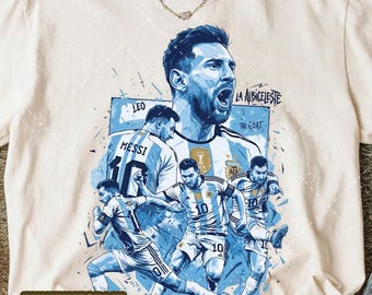 Messi PNG Football T-Shirt Design, Argentina Soccer World Cup Clip Art, Lionel Messi Sublimation File, GOAT Png, World cup shirt design PNG