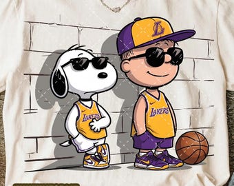 Lakers fanmade ontwerp hond cartoon Snop png, svg, basketbal speldag vintage digitale download sublimatie ontwerp