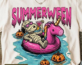 Funny Cartoon Snoop Summerween PNG, Retro Spooky Summer PNG, Halloween Beach Shirt Design, Vintage Horror Vacation Sublimation DTF Graphics