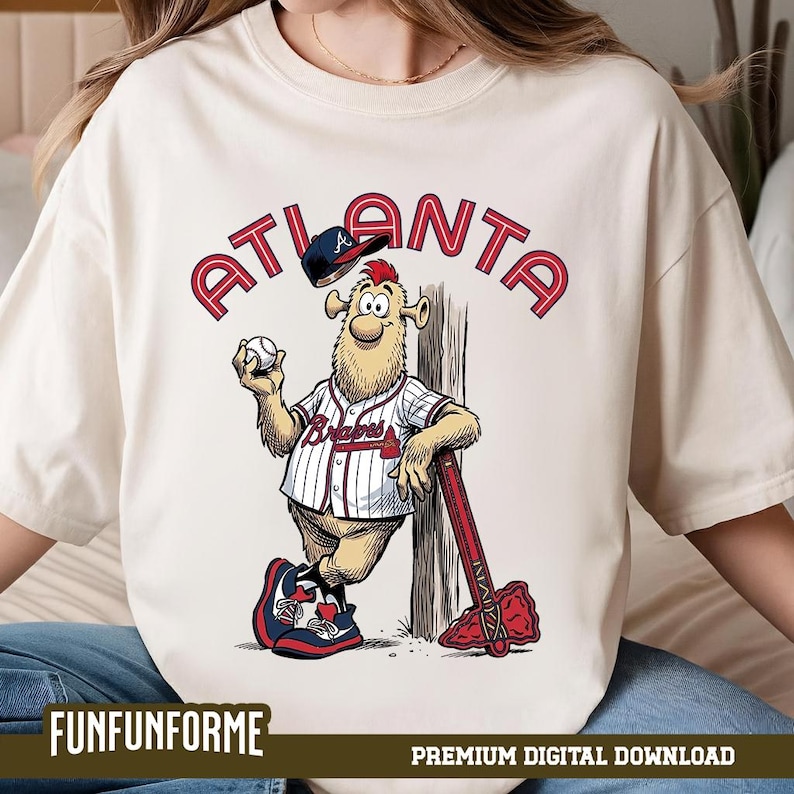 Atlanta Baseball Fanart Cartoon Png, Funny Baseball Lover Shirt Design ...