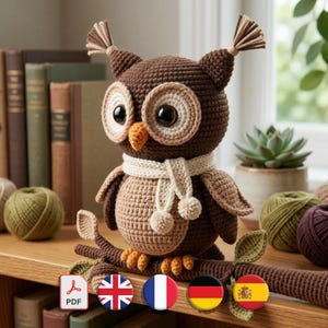 Amigurumi Owl Pattern, Woodland Bird Design, Crochet Branch Set, PDF