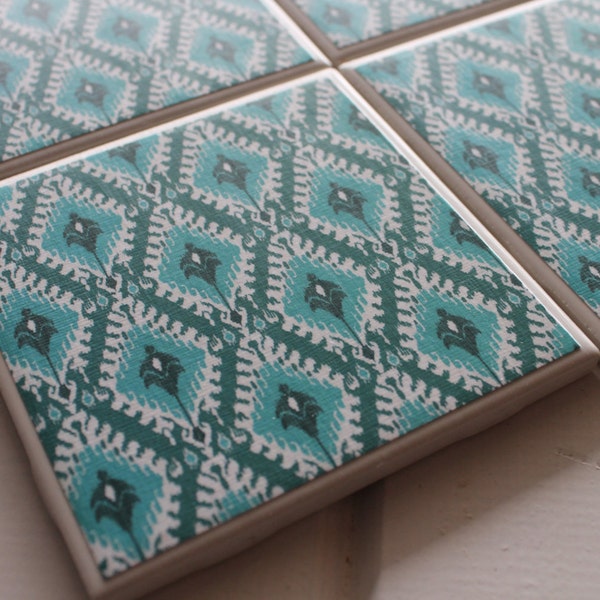 Tribal Moroccan Coasters Four Piece Ceramic Tile Set