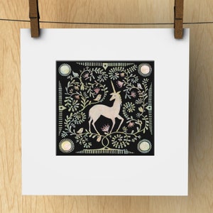 Unicorn folk modern art print