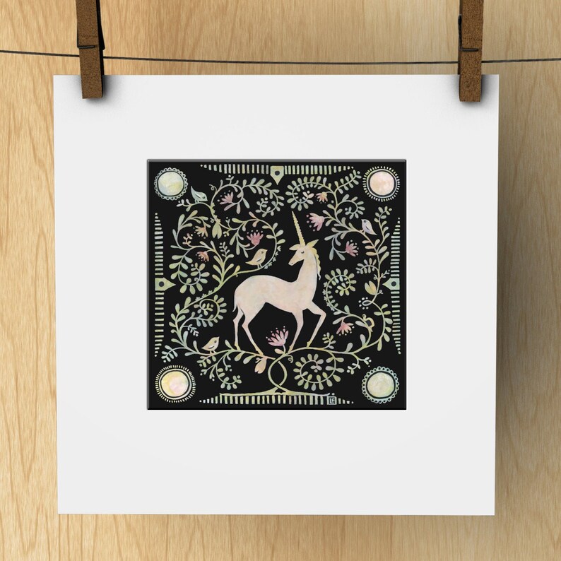 Unicorn folk modern art print