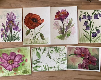 Grußkarte Aquarell original a6 Blumen Danke Geschenk
