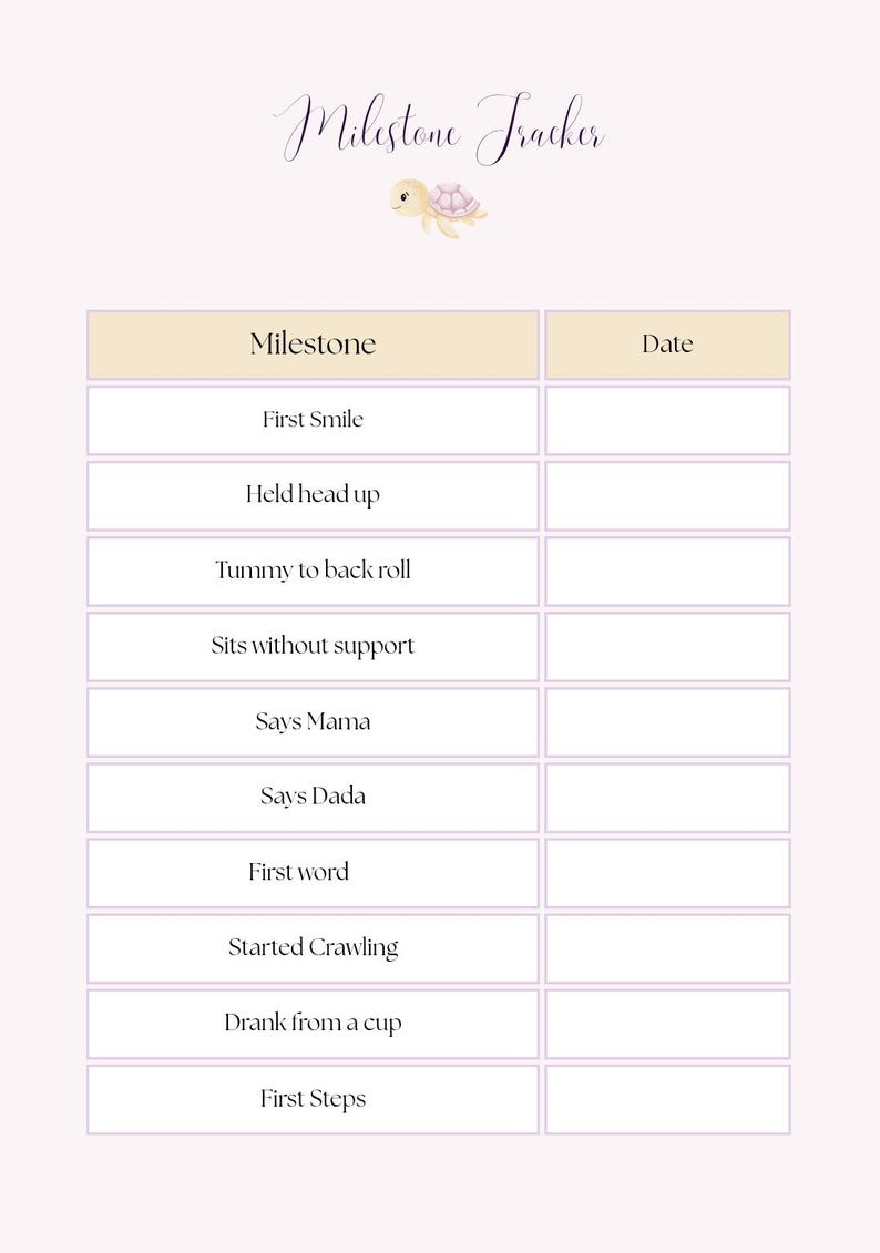 Baby Daily Log, Milestone Tracker & Bundle – Ocean Theme (10 Pages ...