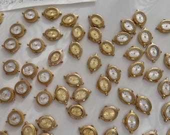 Großhandelsmini Gold Oval Uhrenzifferblätter, Arbeitsuhrköpfe, Retro Uhrenrohlinge, handgemachte kundenspezifische Armbanduhr-Charme-Schmucksache-Handwerksmassezusätze