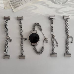 Correa para Google Pixel Watch, correa para Samsung Galaxy Watch, correa de pulsera de eslabones metálicos gruesos, correa de repuesto de acero inoxidable estilo punk Y2K