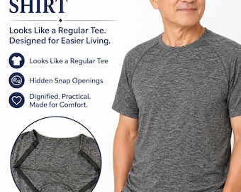 Men's Adaptive Port Access Shirt, Discreet Snap Button Recovery Top