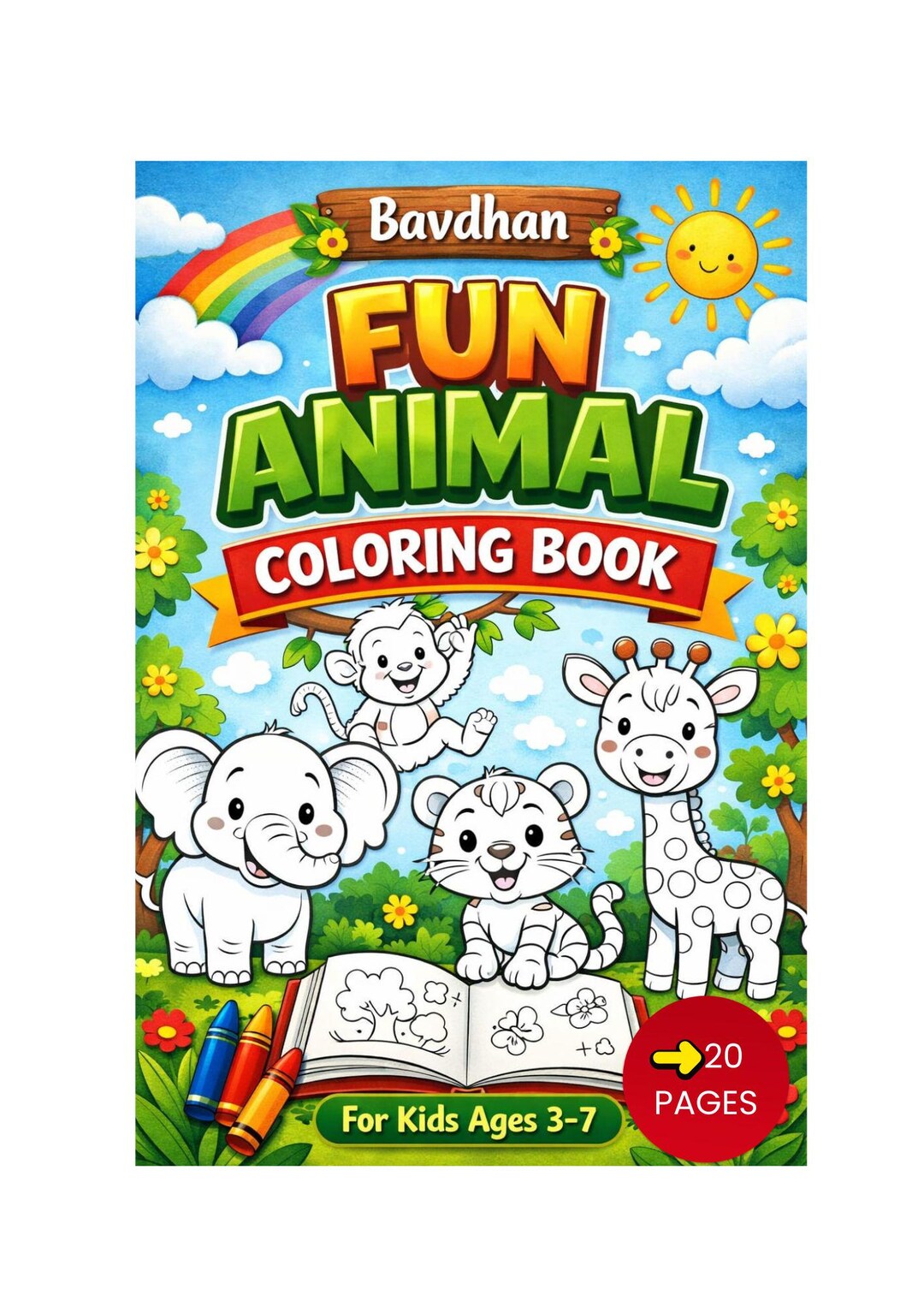 Kids Coloring Book Printable PDF, 20 Easy Coloring Pages (ages 3-7), A4 ...