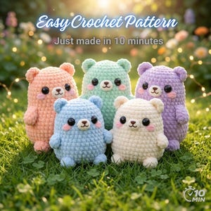 Virkmönster för nallebjörn, virkmönster för amigurumi-mönster för isbjörn utan sömnad, ladda ner PDF direkt
