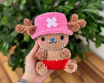 Tutorial PDF per realizzare un amigurumi di Chopper, modello all'uncinetto per un peluche anime, bambola fai da te, pacchetto di modelli all'uncinetto per una renna anime