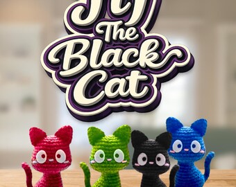 Jiji Black Amigurumi Cat PDF Pattern |Cat Crochet Toy | Assemble Instruction |Instant Download