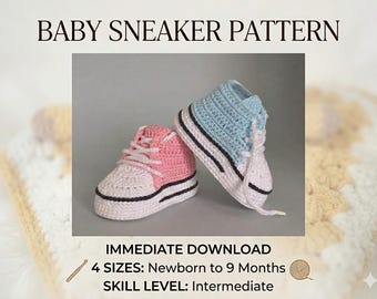 Baby Sneaker Crochet Pattern PDF | High Top Booties | Step by Step Photo Guide